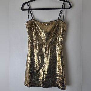 Gold Sequin Strap Dress